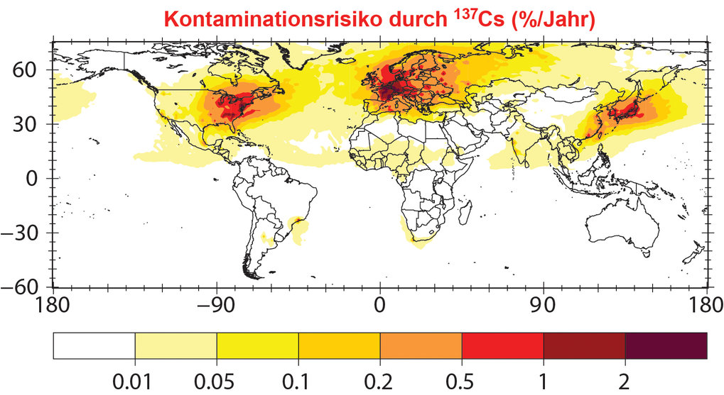 Probability of contamination from severe nuclear reactor accidents is