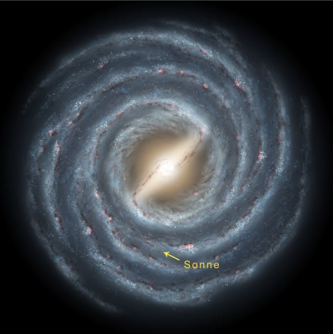 milky way galaxy seen from a distant moon