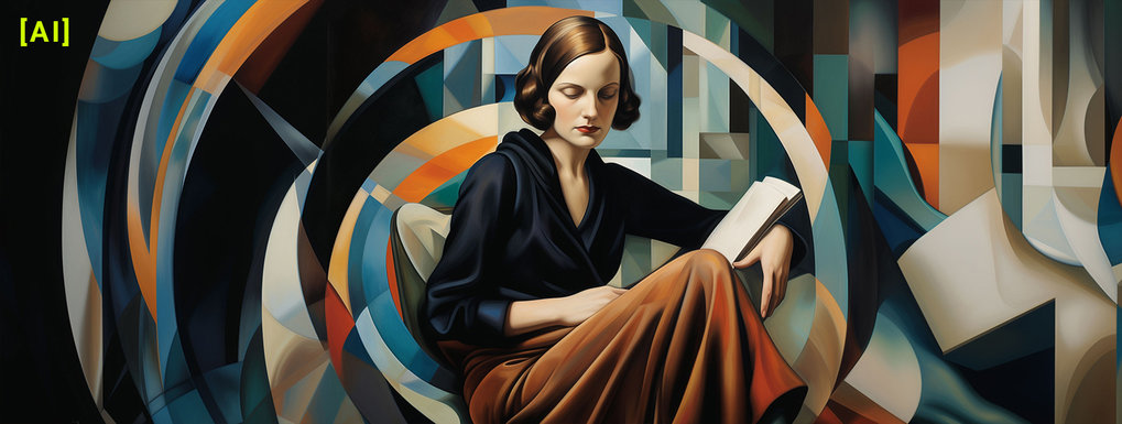 KI-generiertes Bild der Astronomin Cecilia Payne-Gaposchkin, von Gesine Born, mit den Prompts: Cecilia Payne-Gaposchkin im Stile von Tamara de Lempicka.   