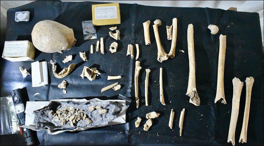 Bone elements preserved from individual NCS200 in the Cathedral of Santiago de Compostela in November 2019. The remains could only be examined for a few hours as a result of the transfer of the remains and the remodelling of the interior of the church.