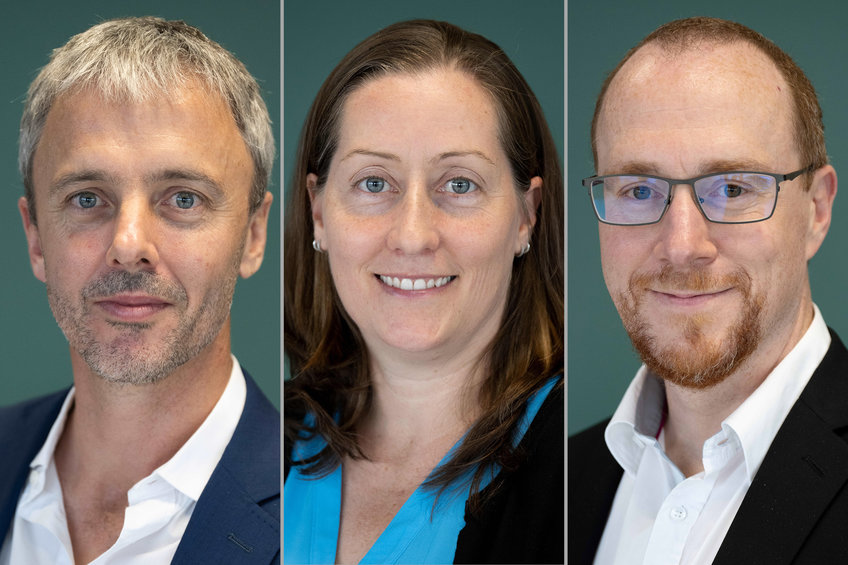 Geordie Williamson (University of Sydney), Laura Waller (University of California Berkeley) and Torsten Hoefler (ETH Zurich) (from left) are honoured by the Max Planck Society and the Alexander von Humboldt Foundation.