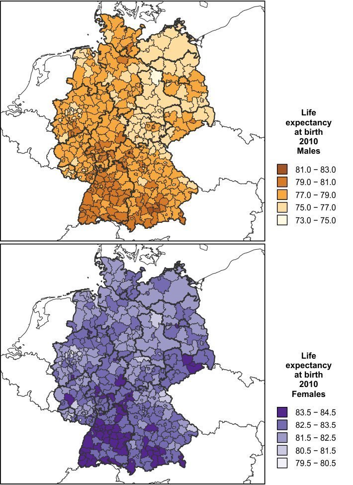 Drastic change in regional life expectancy disparities in Germany: in ...